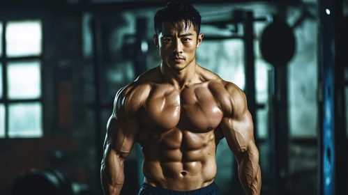 Asian Man with Strong Muscles