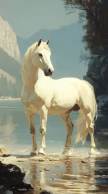 Elegant White Horse in Nature