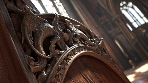 Elaborate Dragon Woodwork Detail