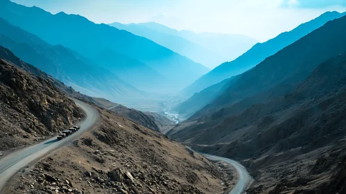 Winding Road Through Mountain Valley