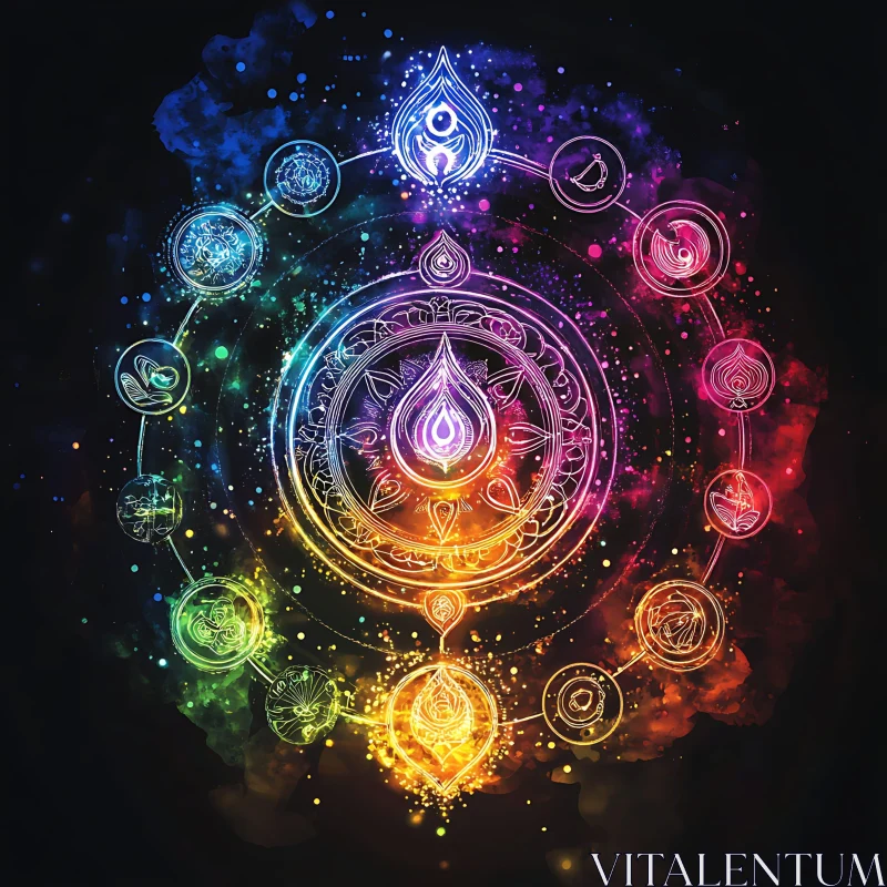 Cosmic Mandala with Spiritual Symbols AI Image