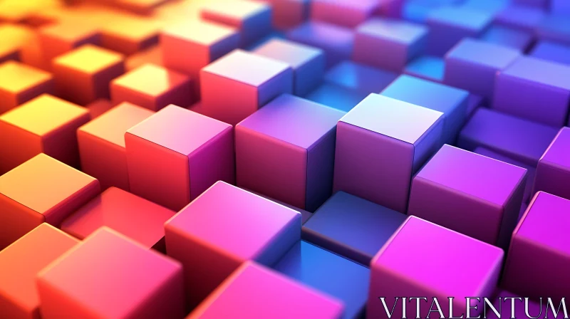 AI ART Colorful Cubes in Gradient Arrangement