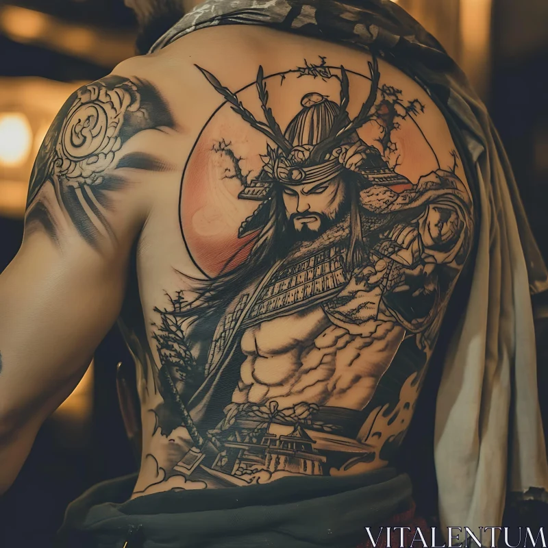 Japanese Samurai Tattoo Design AI Image