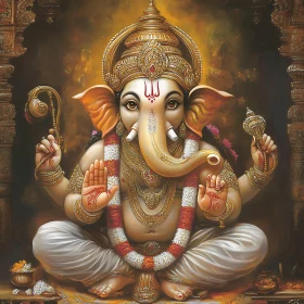 Golden Ganesha Meditative Art Piece