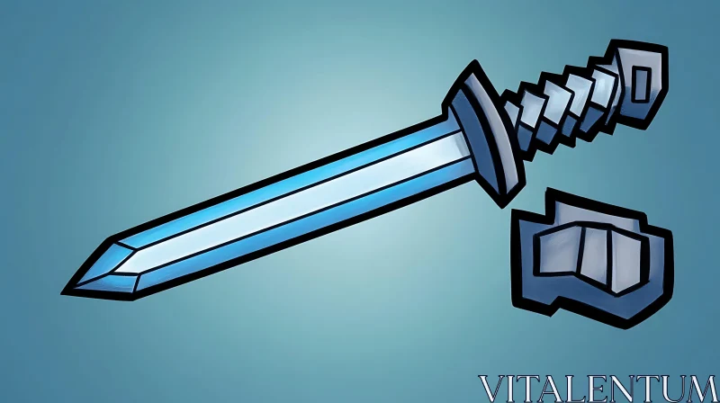 AI ART Blue Steel Sword Cartoon