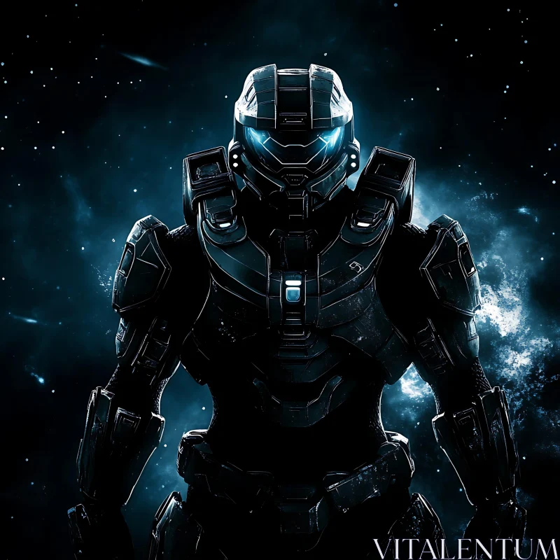 AI ART Futuristic Armored Cyborg in Space