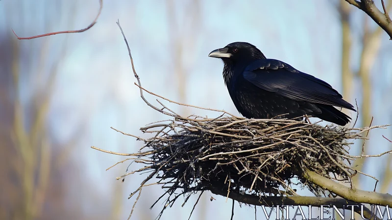 Raven in Nest AI Image