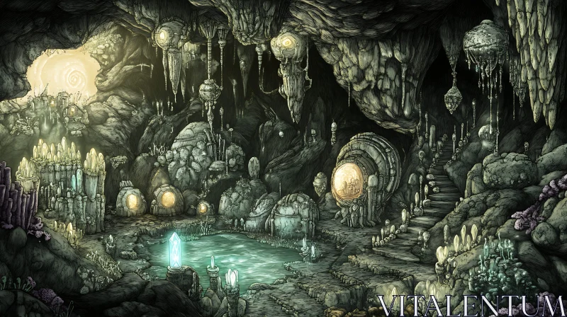 AI ART Crystal Cave: Fantasy Landscape