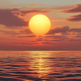 Ocean Sunset with Golden Sun