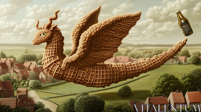 AI ART Fantasy Waffle Dragon in Flight