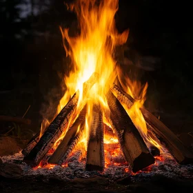 Glow of a Nighttime Campfire