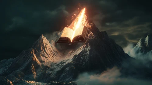 Floating Book on Mountain Top