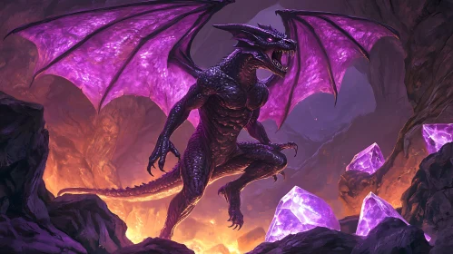Winged Dragon and Crystals