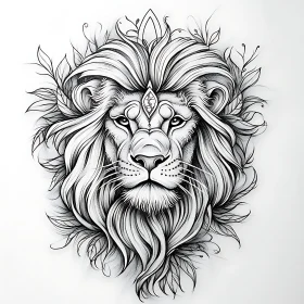 Monochrome Lion Drawing