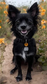 Smiling Dog in Flower Field