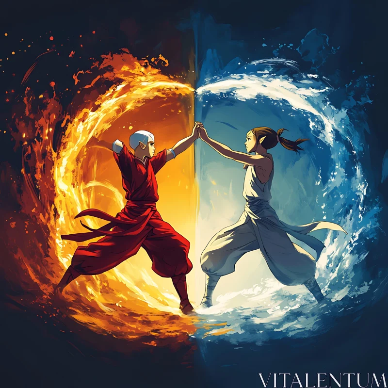 AI ART Yin Yang: Duality of Fire and Water