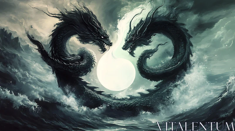 AI ART Dragons in the Ocean