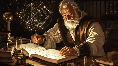 Old Astronomer Charting Constellations