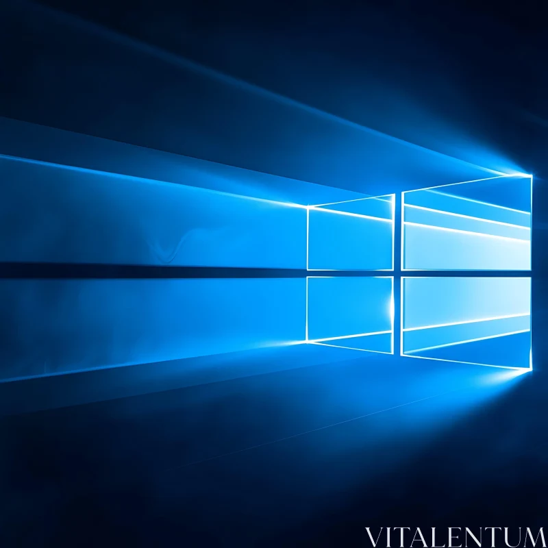 Glowing Blue Abstract Window Light Art AI Image