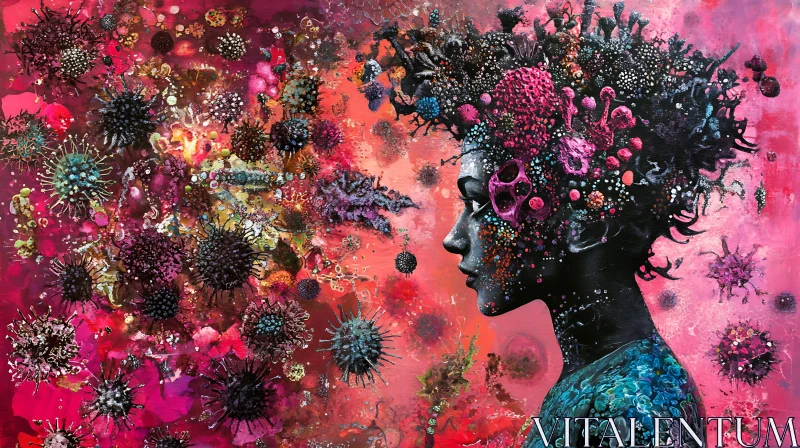 Abstract Woman with Swirling Forms AI Image
