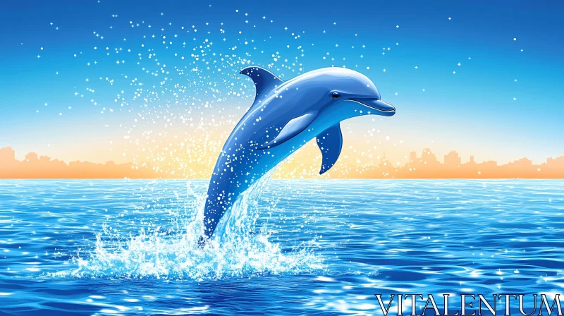 Joyful Dolphin in Vibrant Ocean AI Image