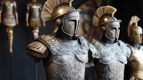 Detailed Roman Armor with Crested Helmets