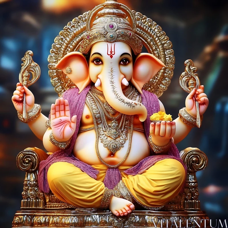 Golden Ganesha: A Spiritual Art Piece AI Image