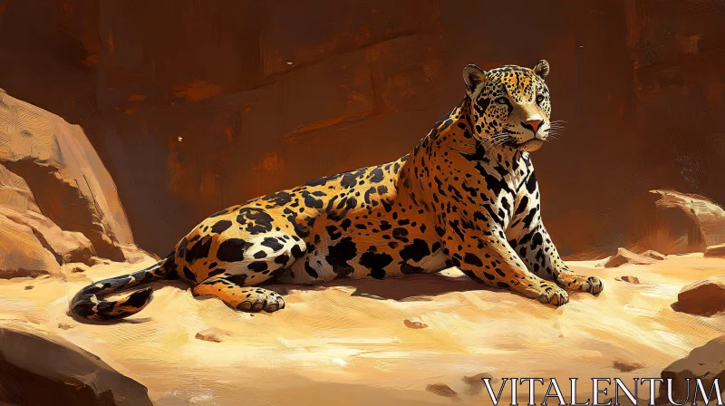 AI ART Majestic Leopard Resting in Nature