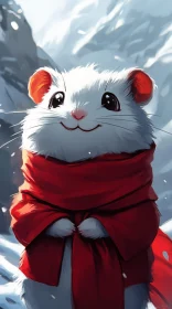 Cute Hamster in Winter Landscape