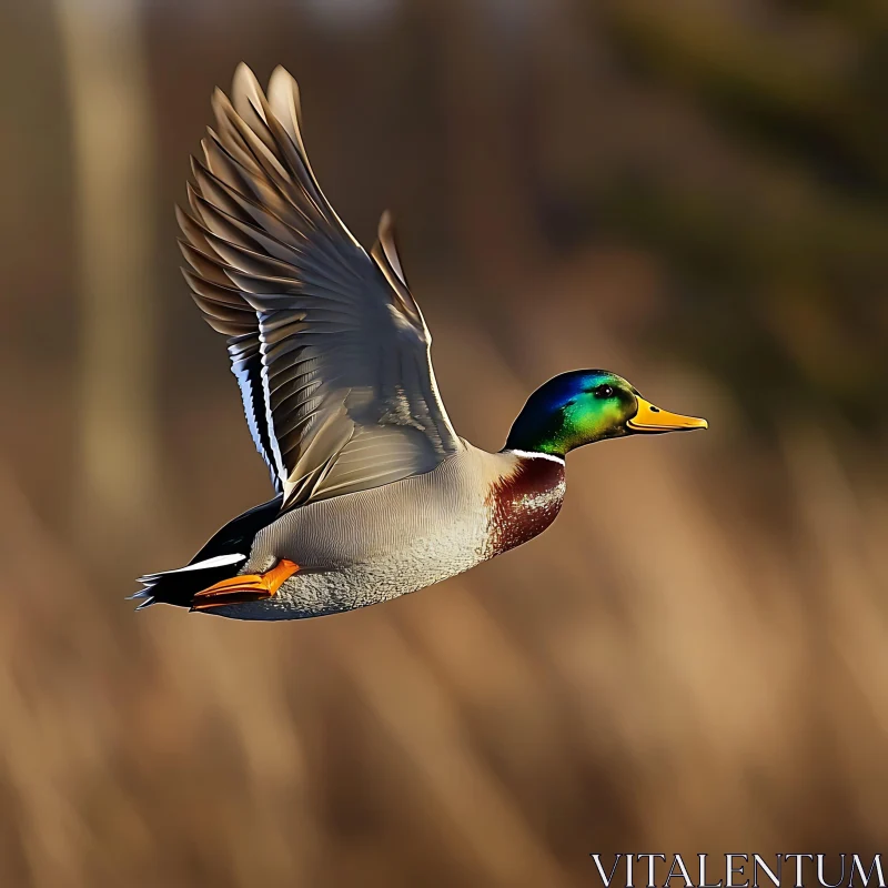 Flying Mallard Duck Picture AI Image