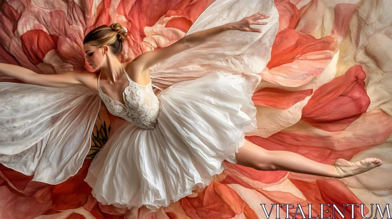 AI ART Graceful Ballerina in a Flower Garden