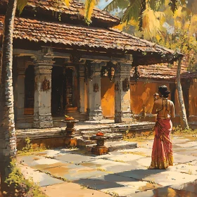 Woman at Ornate Temple