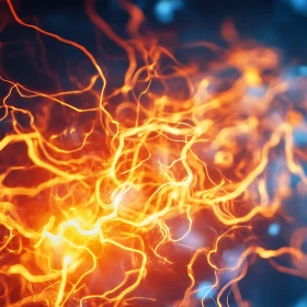 Intertwined Orange Flames and Light Bursts