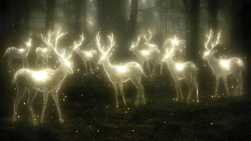 Ethereal Deer in Misty Woods