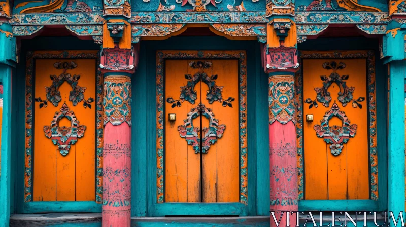 AI ART Vibrant Wooden Door with Intricate Details