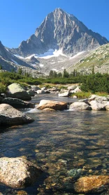 Mountain and Rocky Stream Landscape