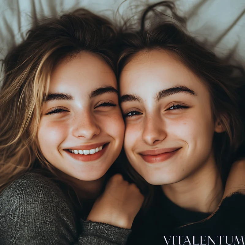 AI ART Portrait of Two Smiling Girls