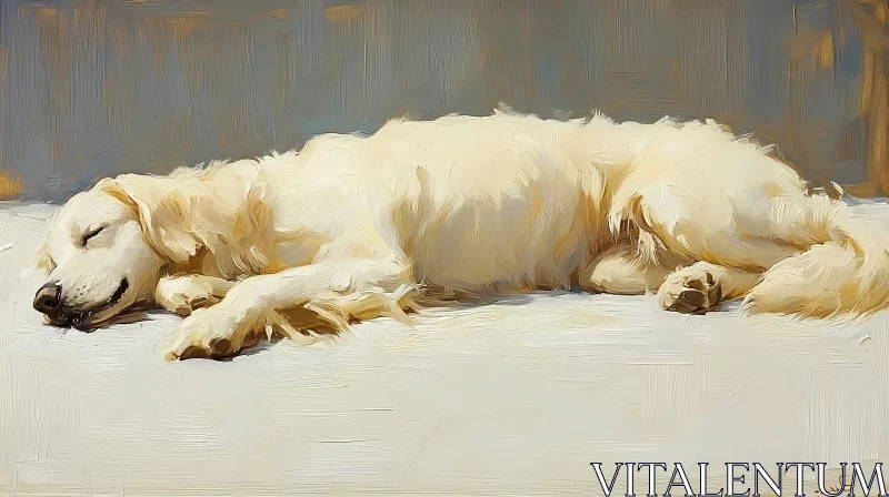 Peaceful Canine in Artistic Depiction AI Image