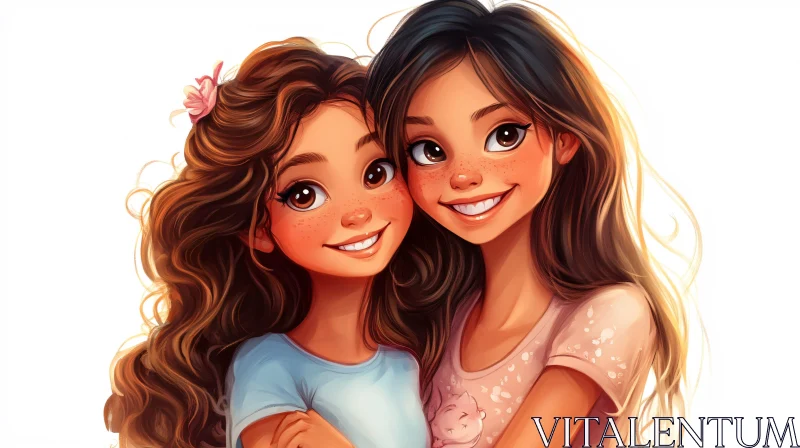 AI ART Whimsical Girls Portrait Cartoon Style