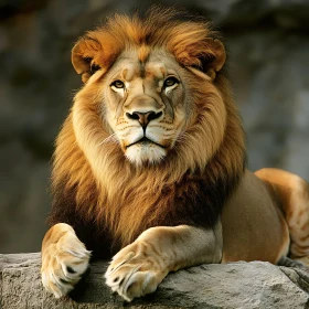 Lion Resting on Rock