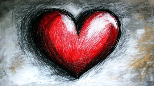 Heartfelt Charcoal Drawing of Love