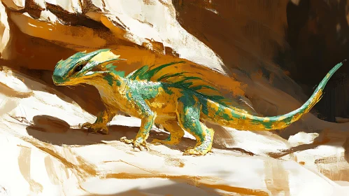 Green and Yellow Reptile Artwork