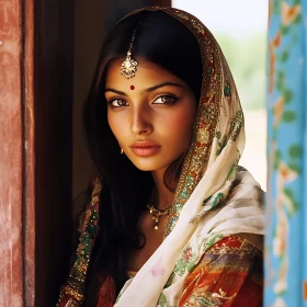 Serene Indian Woman Portrait with Headpiece
