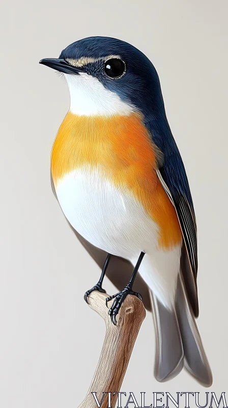 Vivid Orange and White Bird Portrait AI Image