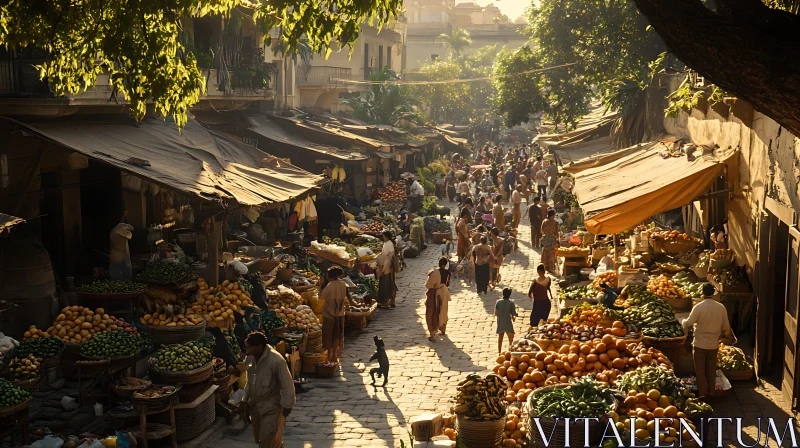 Bustling Market Scene AI Image