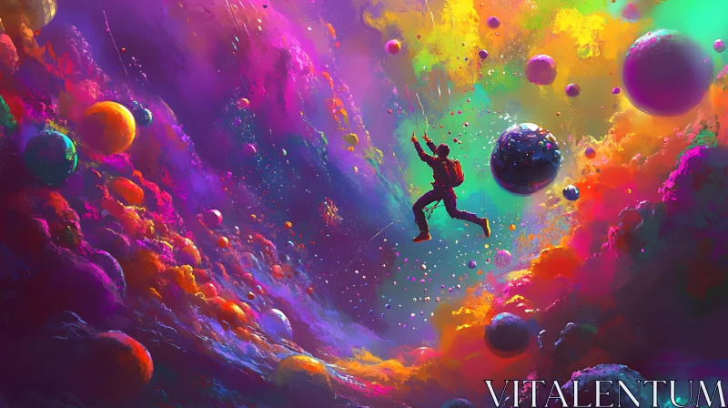 Man in Cosmic Dreamscape AI Image