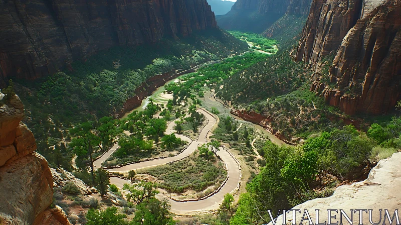 Impressive Canyon Landscape with Serpentine Road AI Image