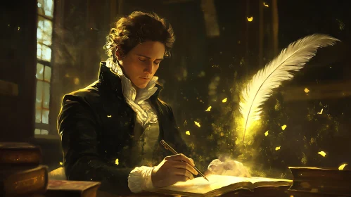 Historical Writer with Feather Quill