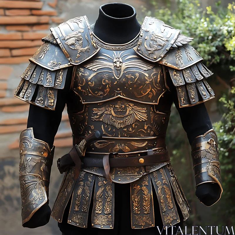 Ornate Warrior Armor with Aged Finish AI Image