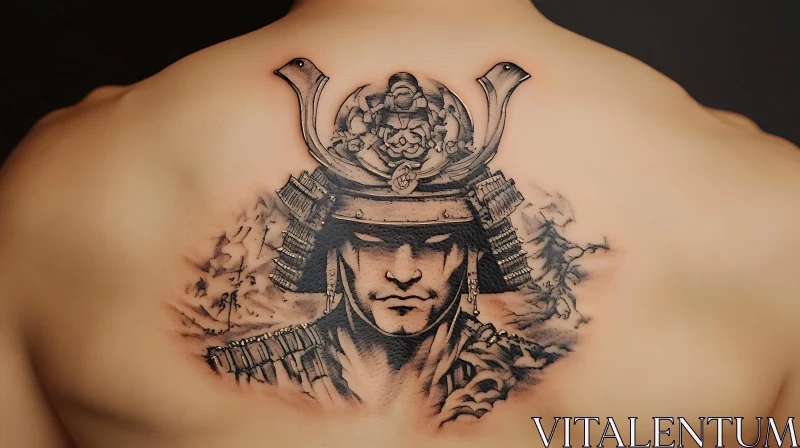 Back Tattoo - Samurai Warrior Illustration AI Image